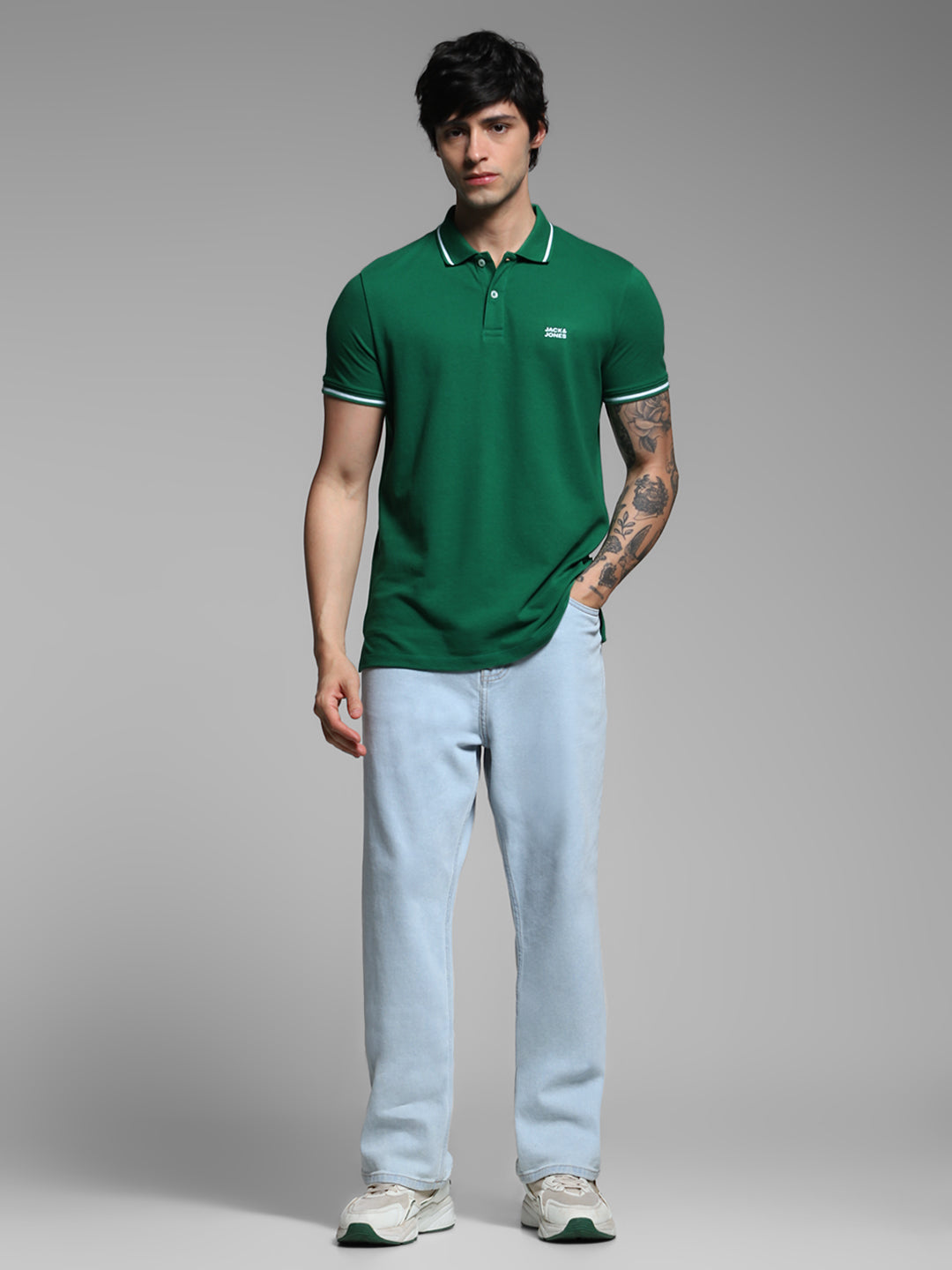 Green Contrast Tipped Polo