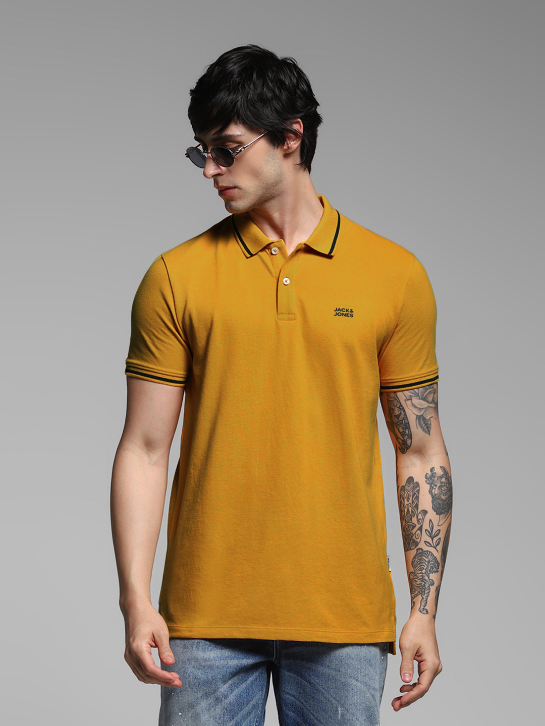 Yellow Contrast Tipped Polo - S