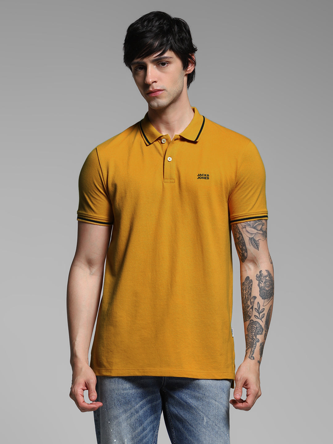 Yellow Contrast Tipped Polo