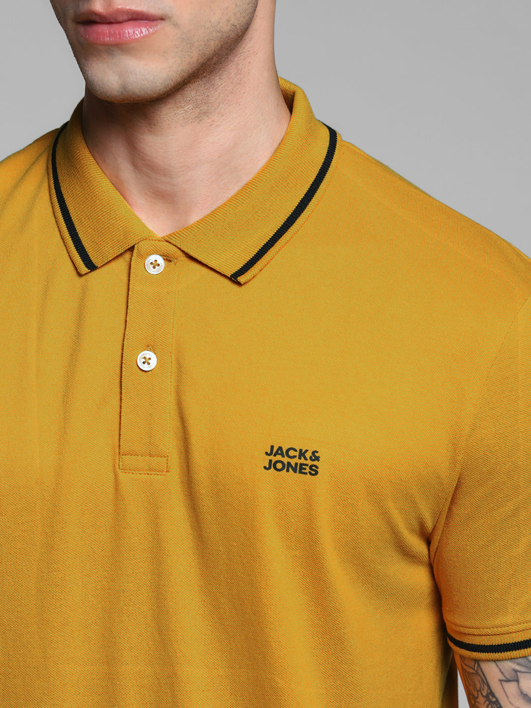 Yellow Contrast Tipped Polo