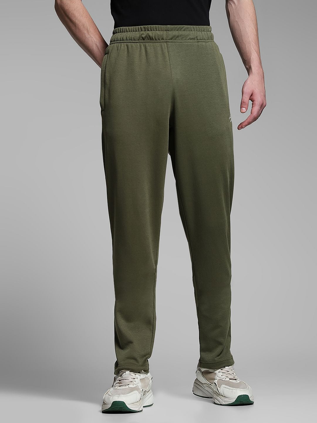 Olive Cotton Slim Fit Trackpants