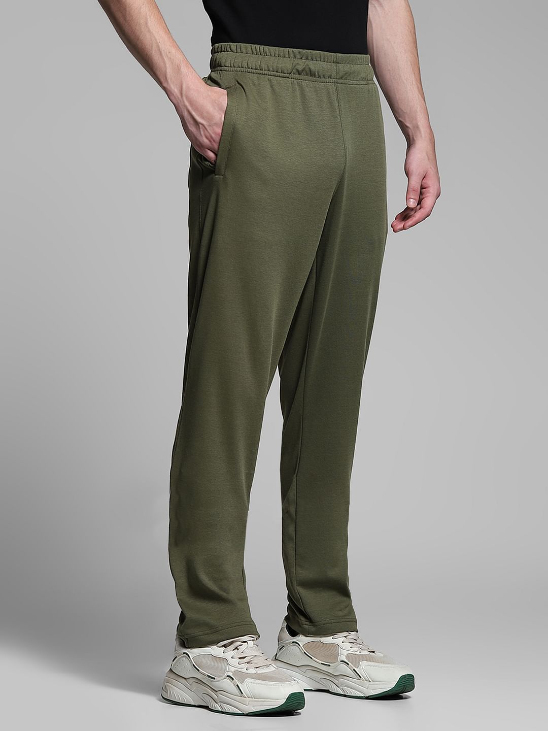 Olive Cotton Slim Fit Trackpants