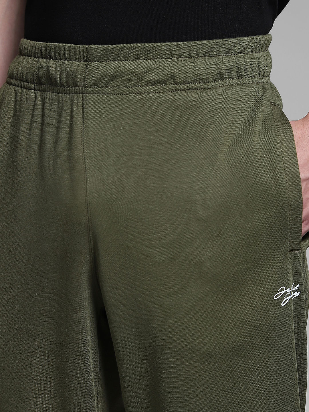 Olive Cotton Slim Fit Trackpants