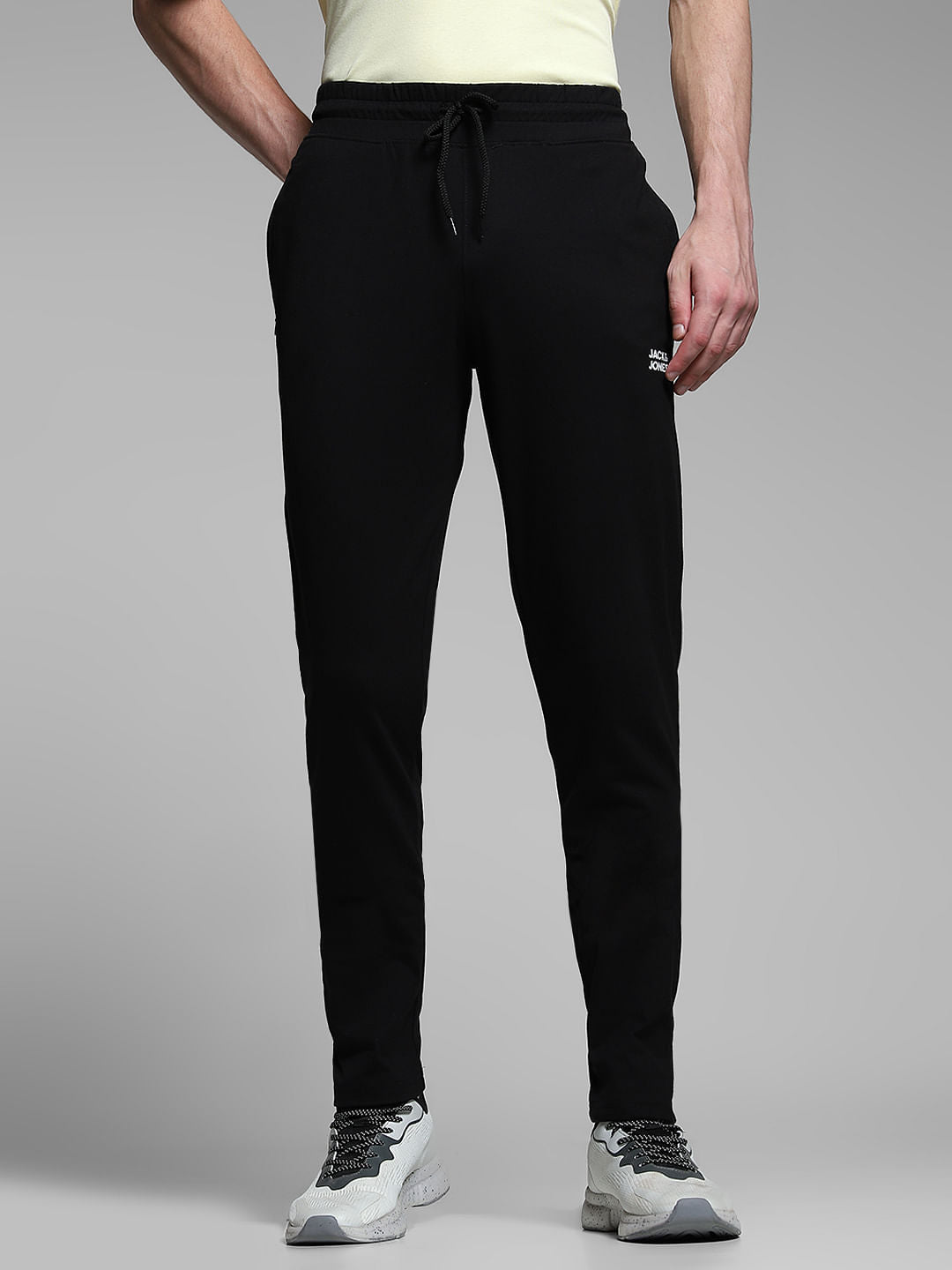 Black Cotton Slim Fit Trackpants
