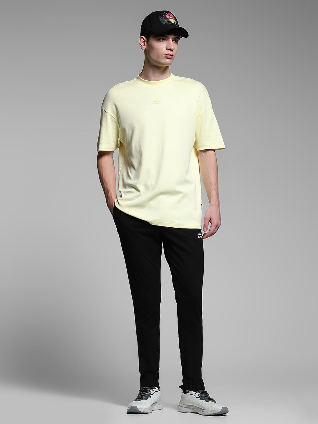 Black Cotton Slim Fit Trackpants