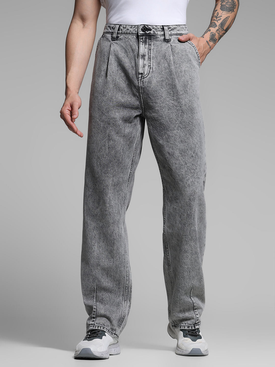 Grey High Rise Dario Loose Fit Jeans - 28/30