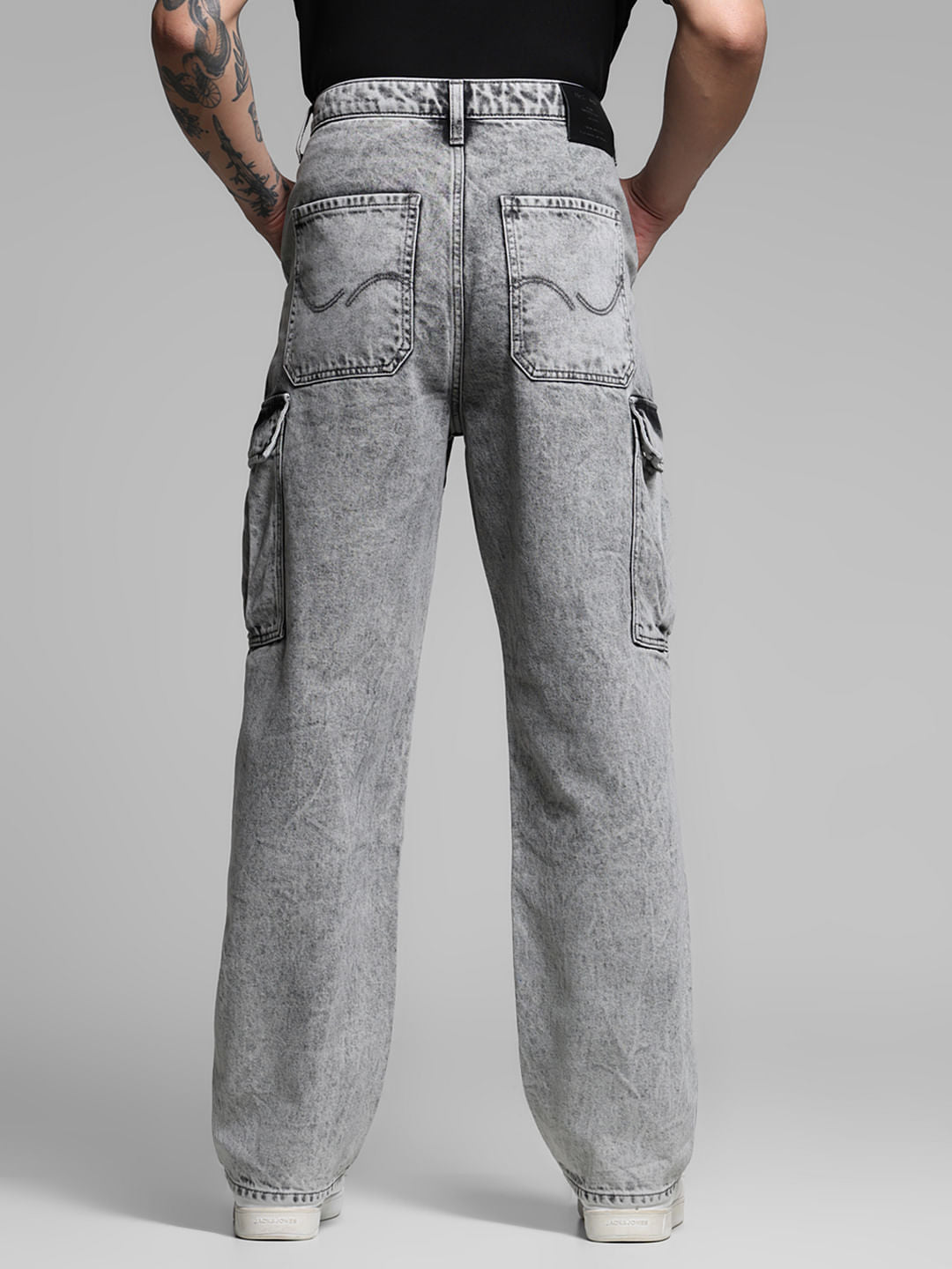 Grey Pocket Detail Dario Loose Fit Jeans
