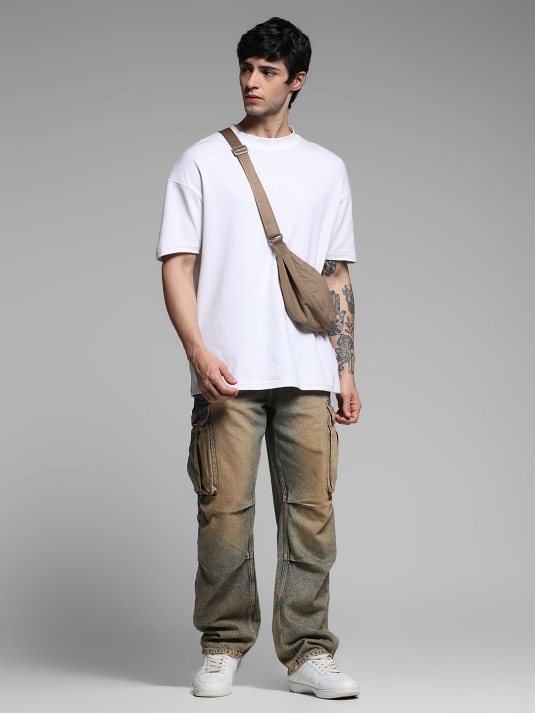 Blue Heavily Washed Dario Loose Fit Jeans