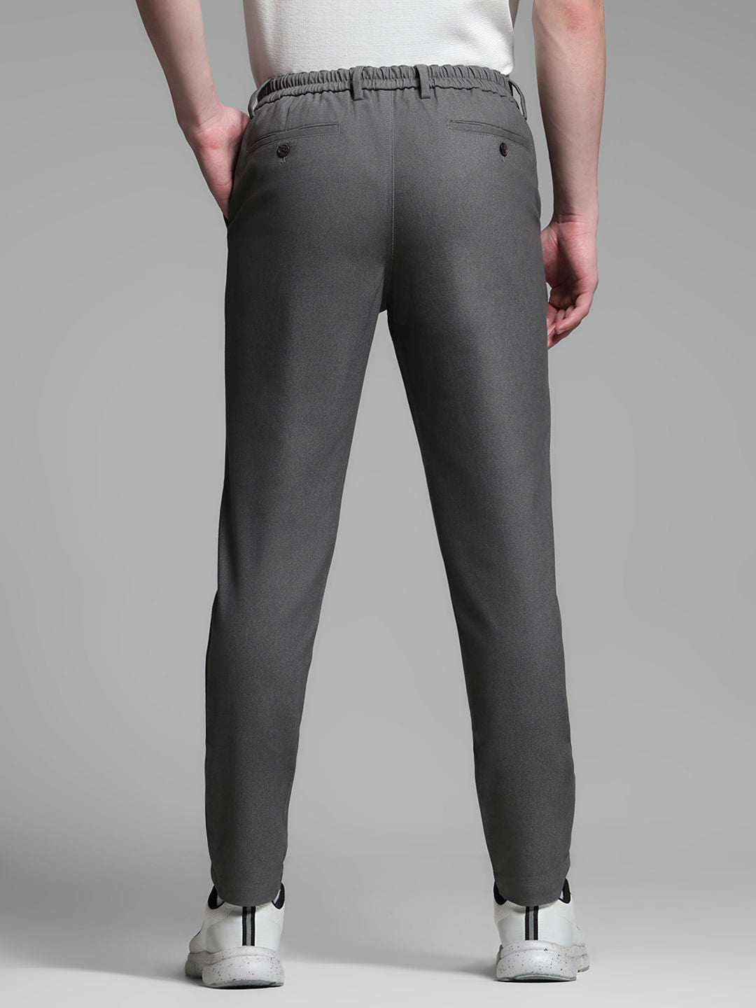 Grey Mid Rise Anti Fit Pants