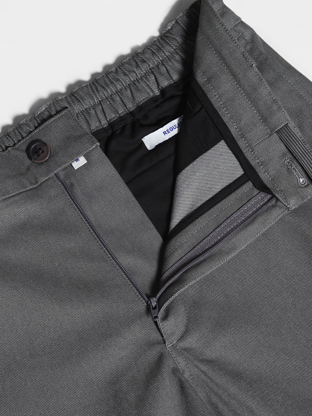 Grey Mid Rise Anti Fit Pants