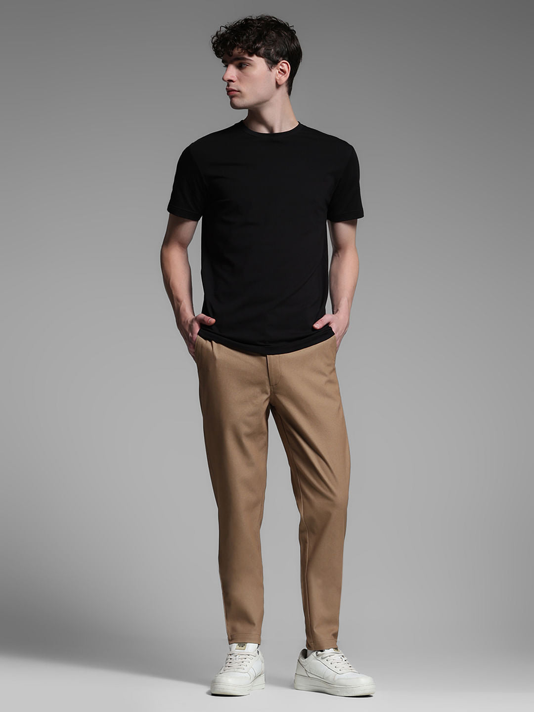Brown Mid Rise Anti Fit Pants