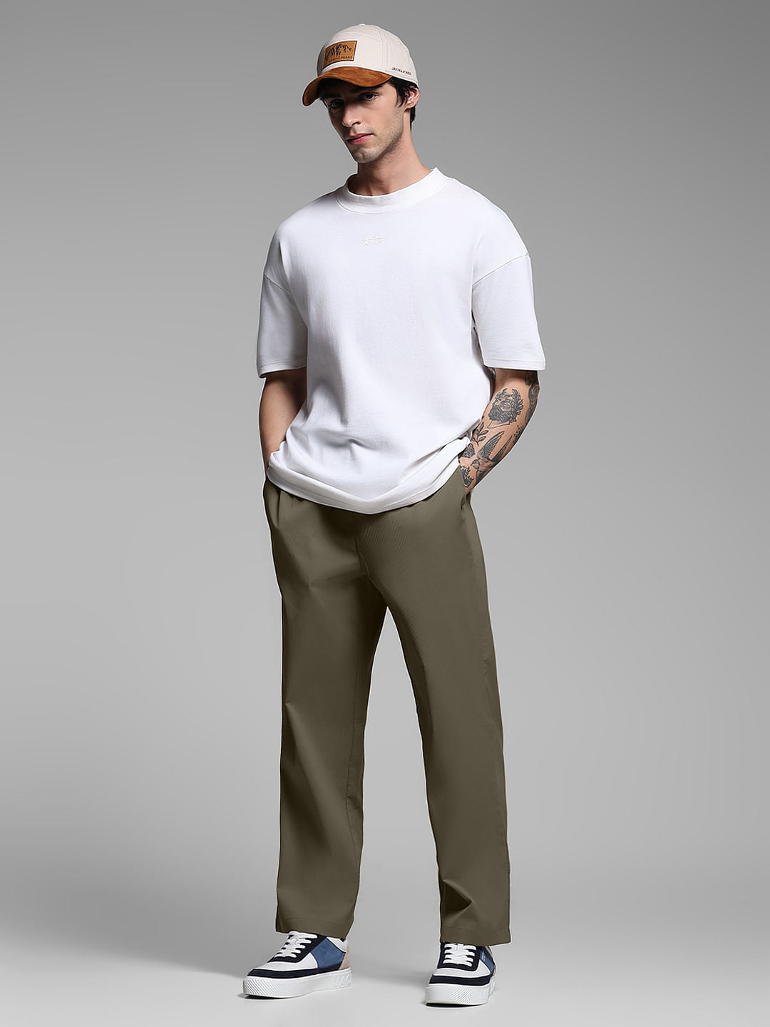 Warm Brown Ribbed Loose Fit Pants