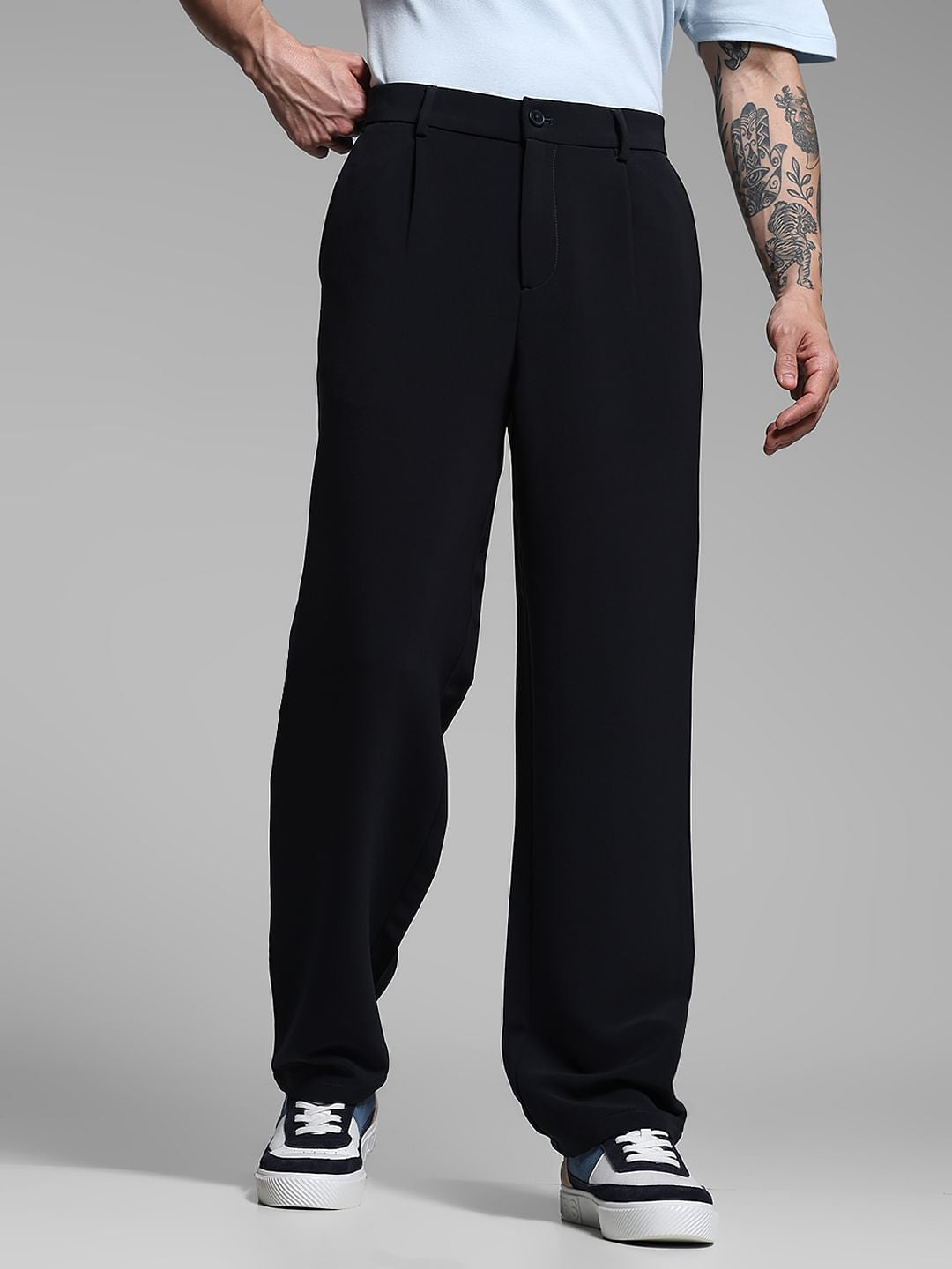 Navy Blue Loose Fit Pants - 30