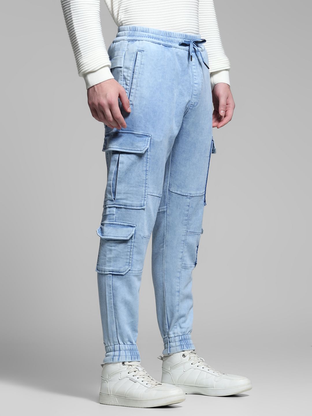 Light Blue High Rise Cargo Pants