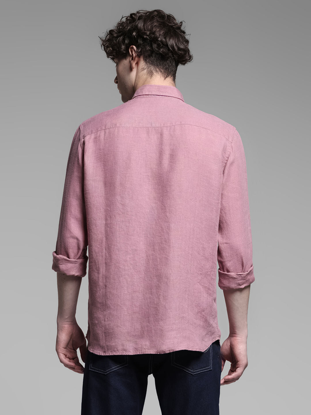 Buy Linen Full Sleeves Shirt Pink for Mens Online at Jack&Jones