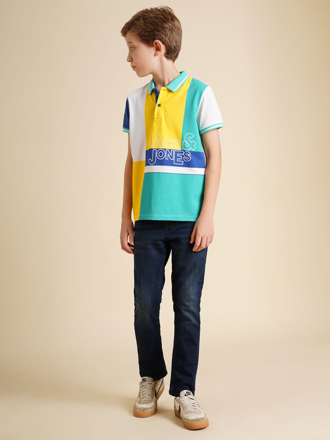 Boys Blue Colourblocked Cotton Polo