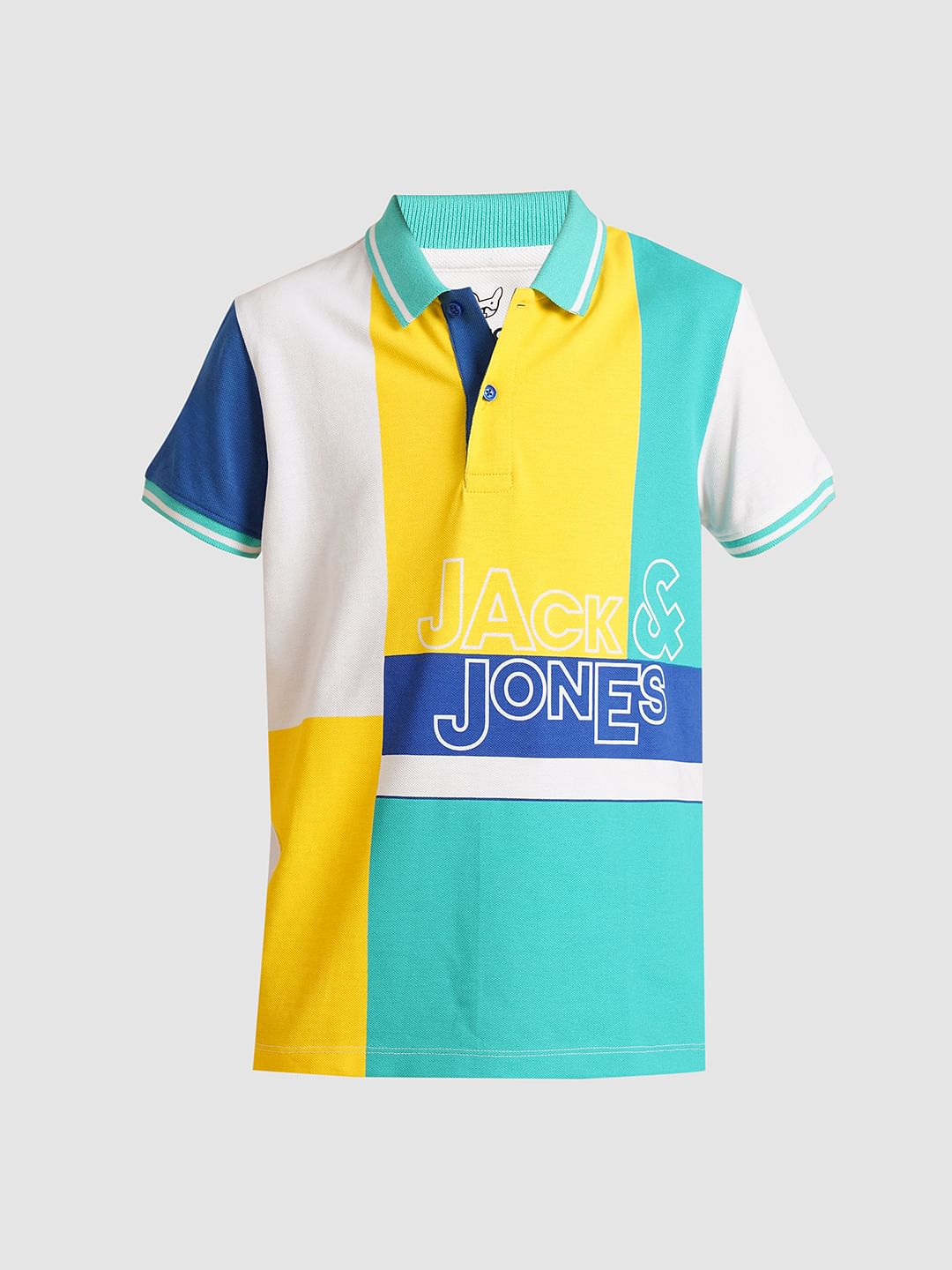Boys Blue Colourblocked Cotton Polo