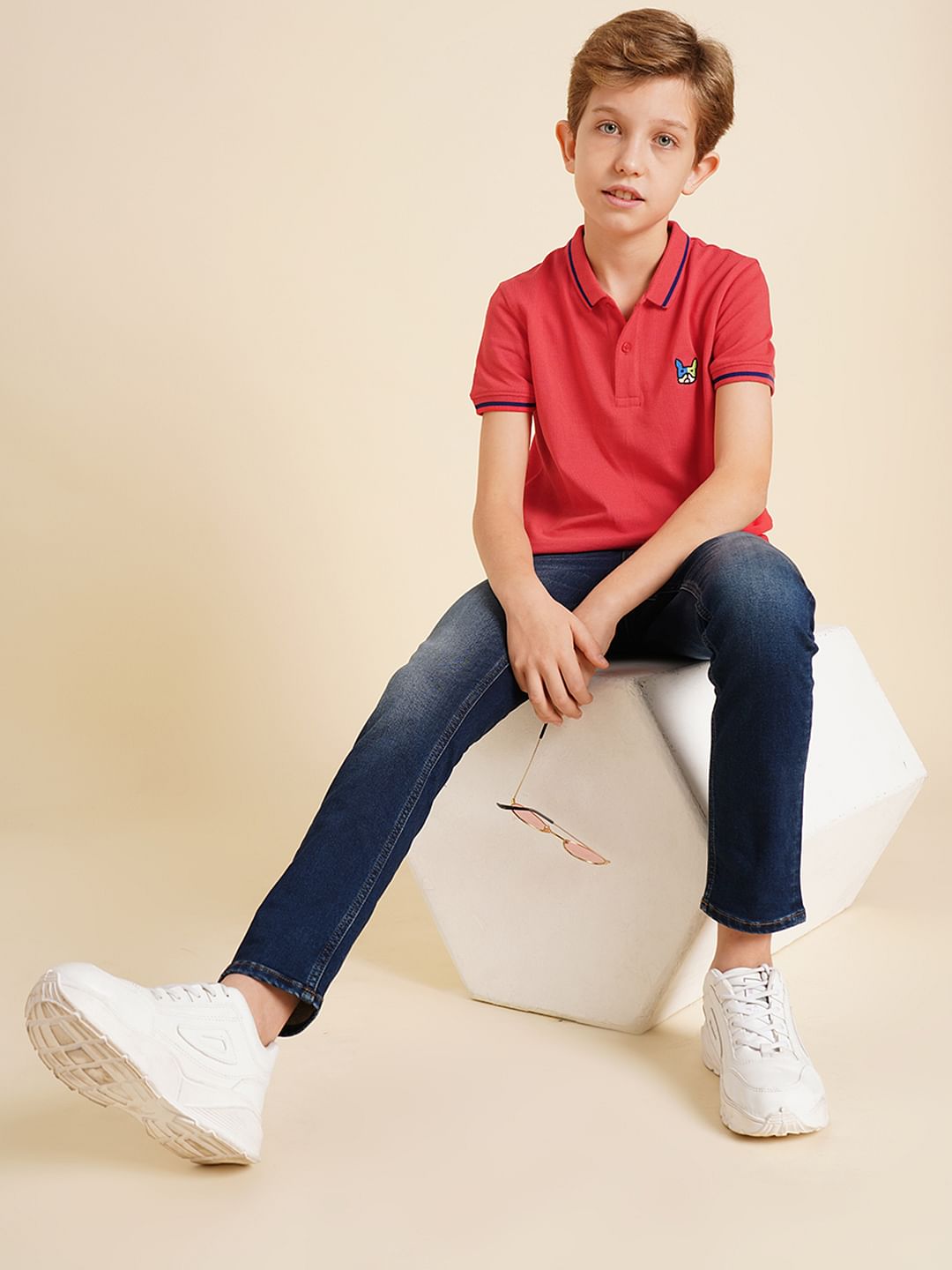 Boys Pink Pique Cotton Polo