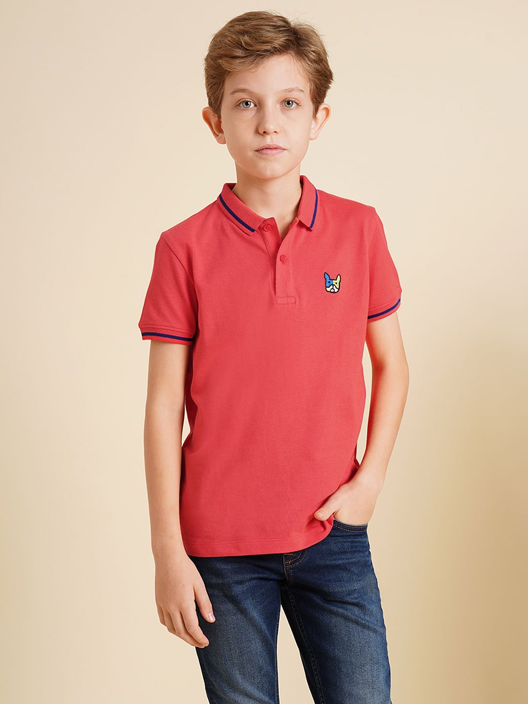 Boys Pink Pique Cotton Polo