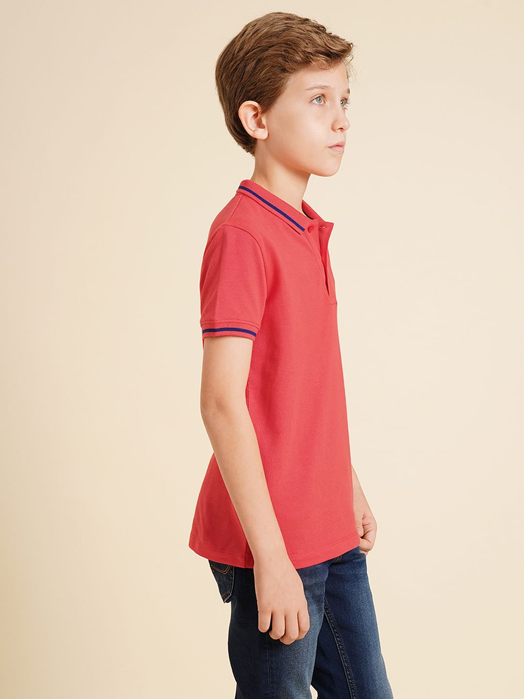 Boys Pink Pique Cotton Polo