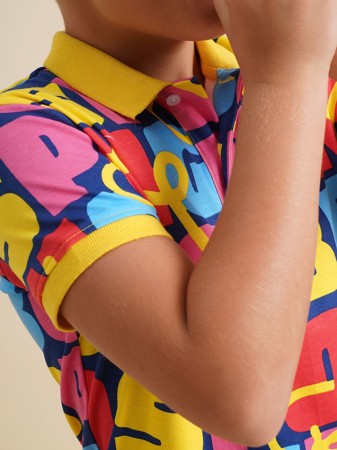 Boys Blue SpongeBob Text Print Polo