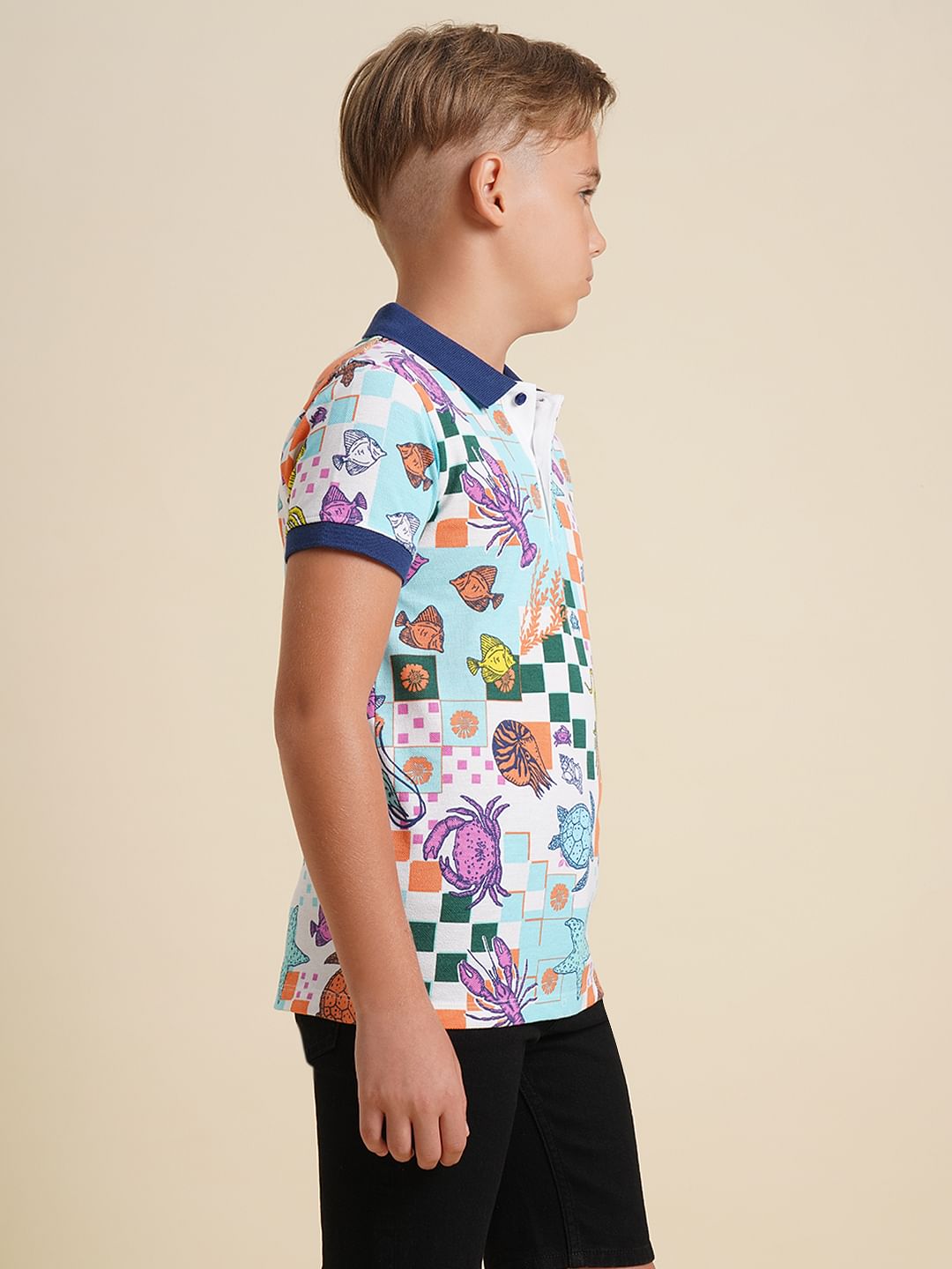 Boys Blue Underwater Print Polo
