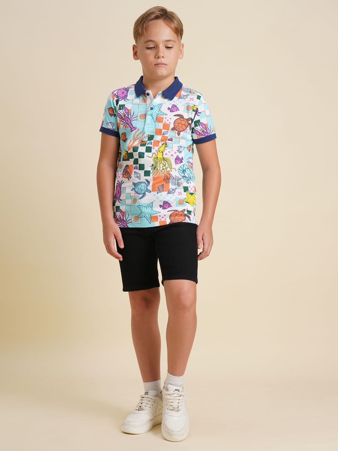 Boys Blue Underwater Print Polo