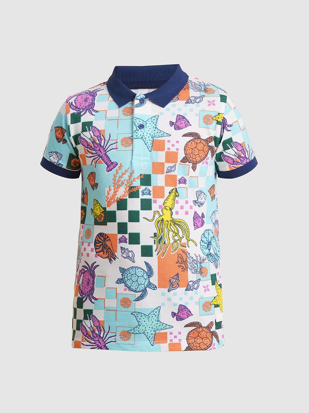 Boys Blue Underwater Print Polo