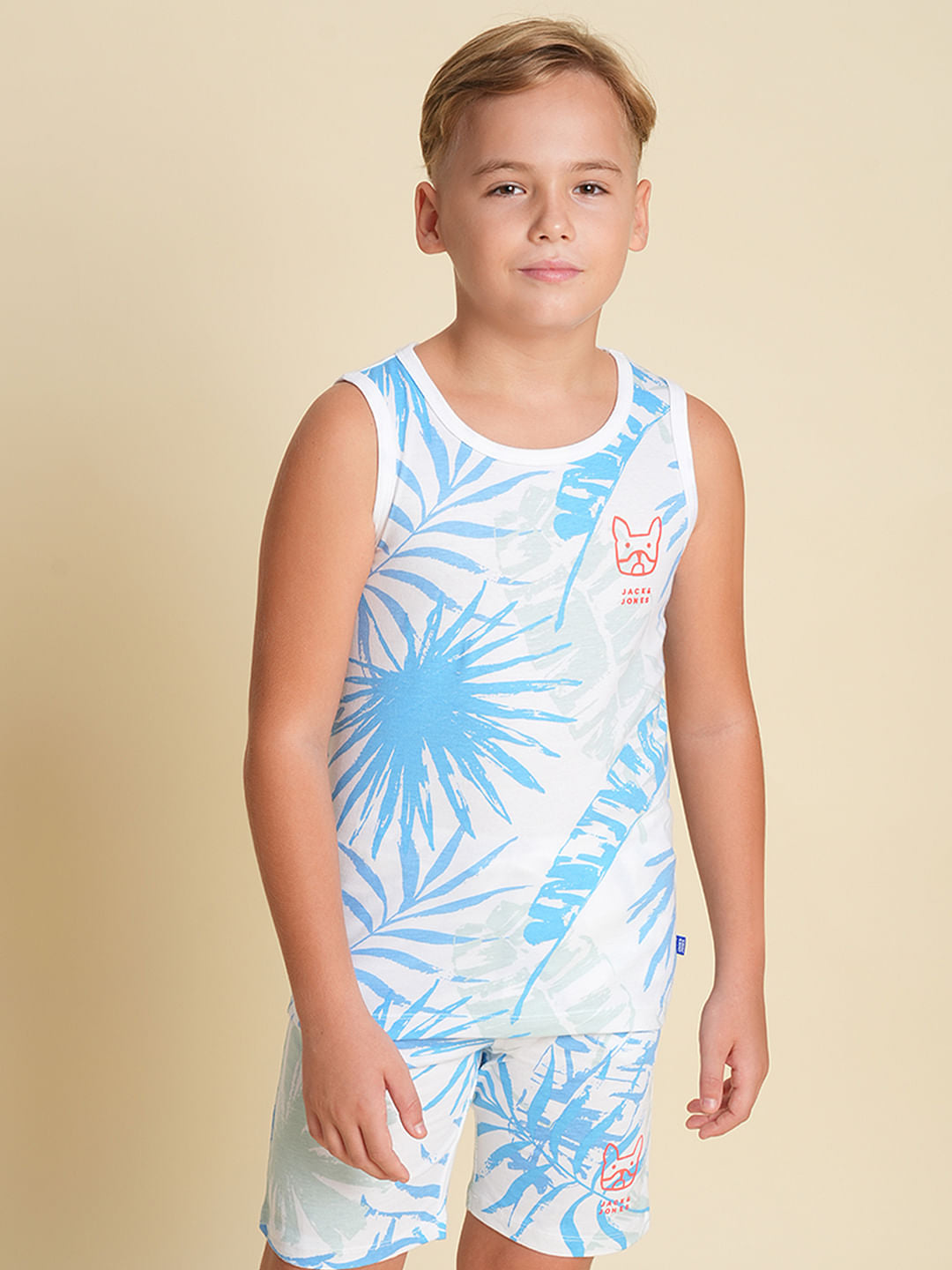 Boys Blue Tropical Print T-shirt