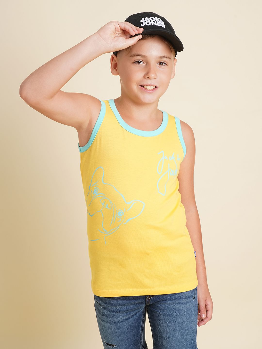 Boys Yellow Doggo Print T-shirt