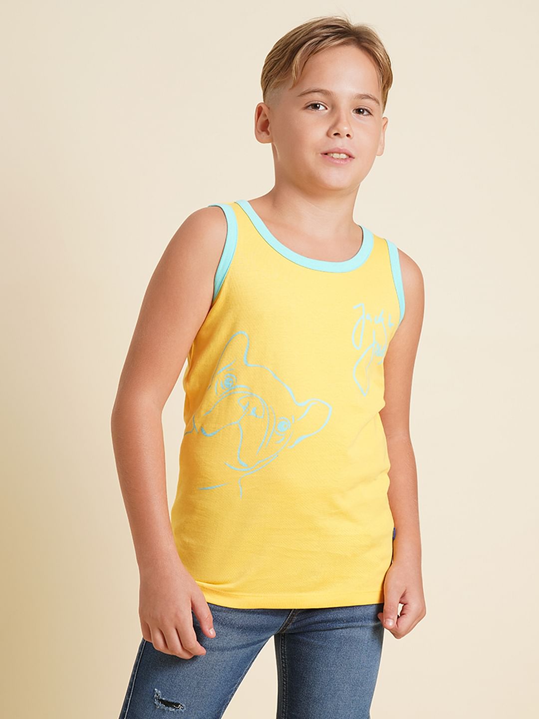 Boys Yellow Doggo Print T-shirt