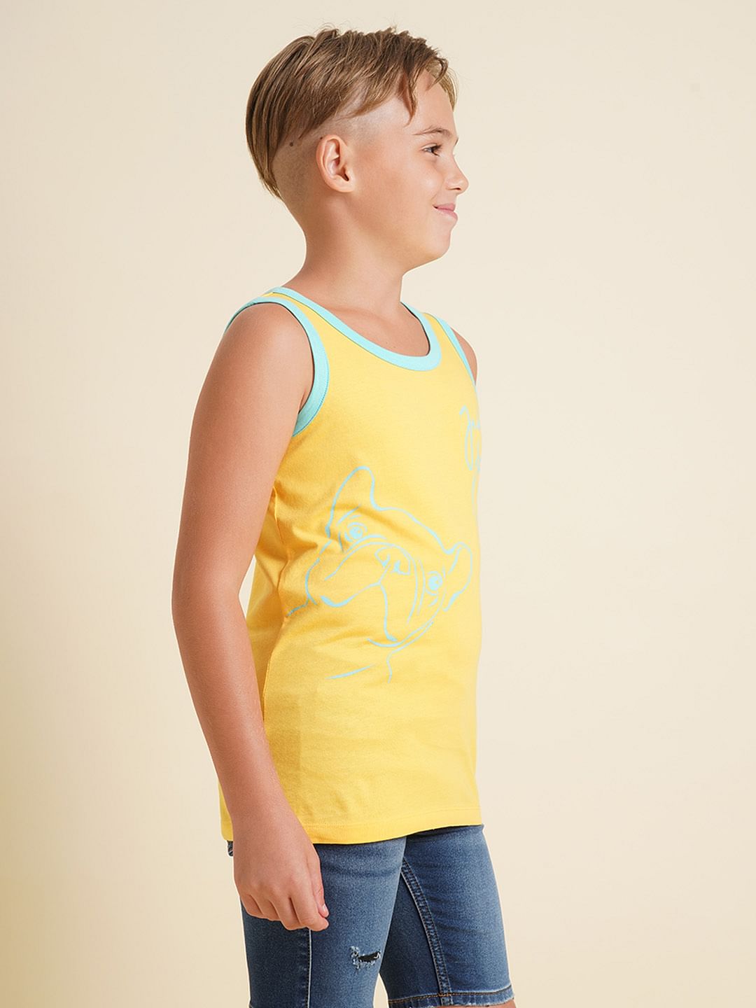 Boys Yellow Doggo Print T-shirt