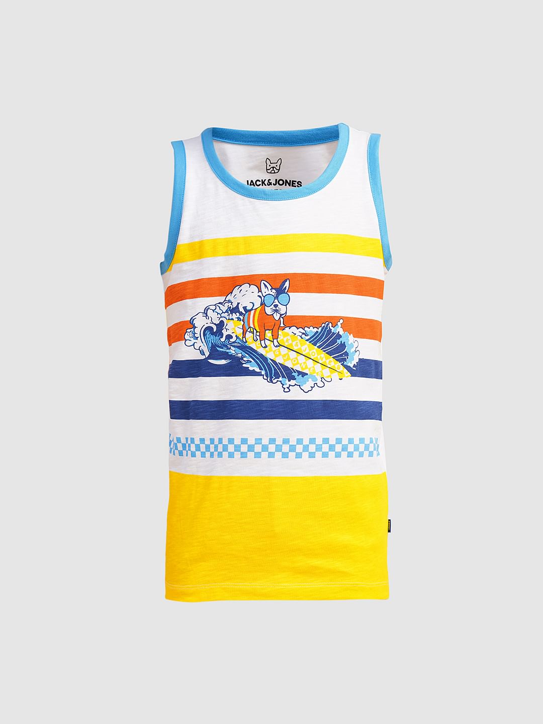 Boys White Colourblocked T-shirt Vest