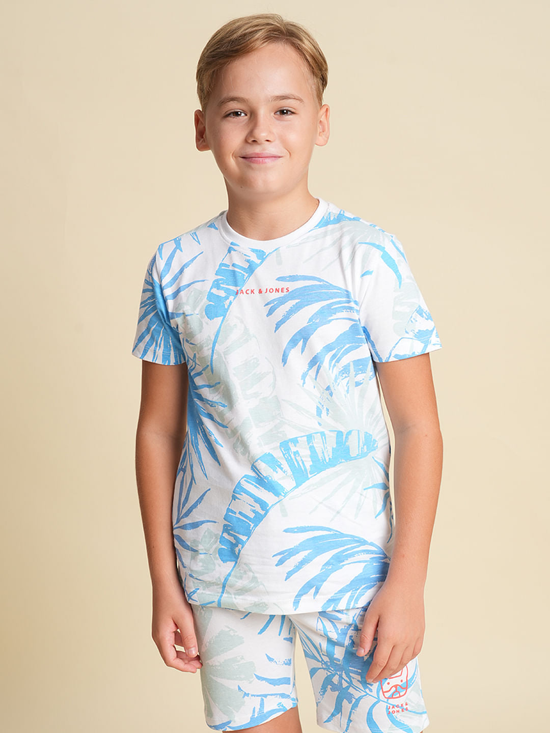 Boys Blue Tropical Print Co-ord Set T-Shirt