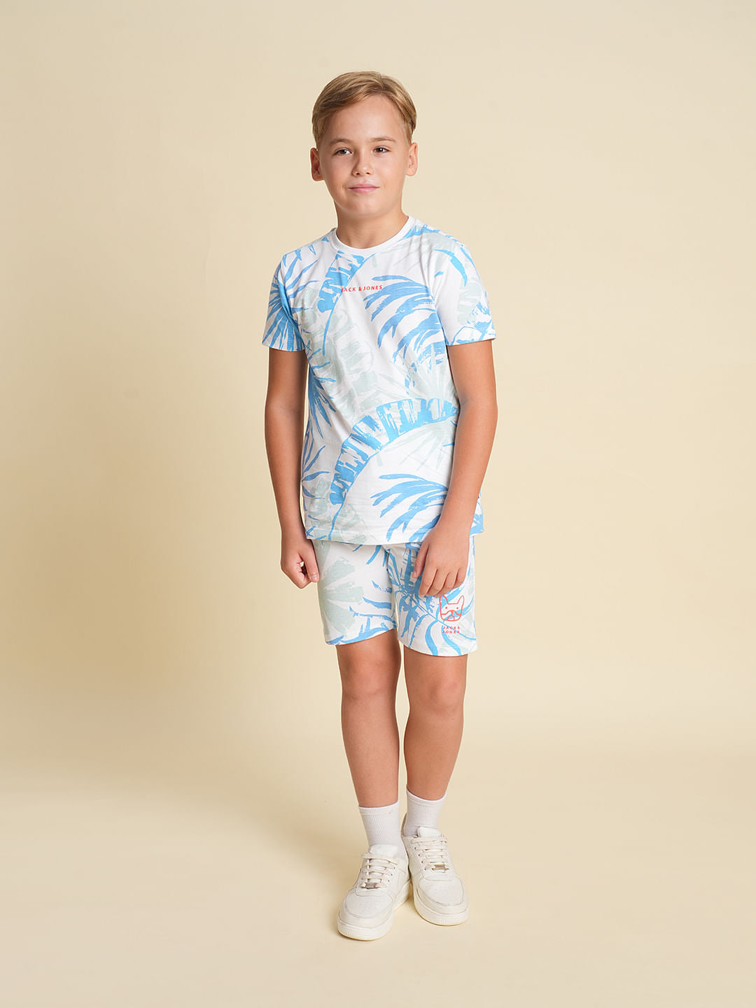 Boys Blue Tropical Print Co-ord Set T-Shirt
