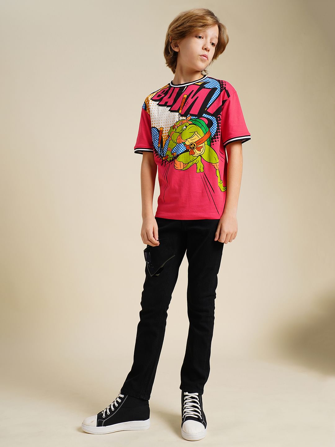 Boys Red Ninja Turtles Print T-shirt