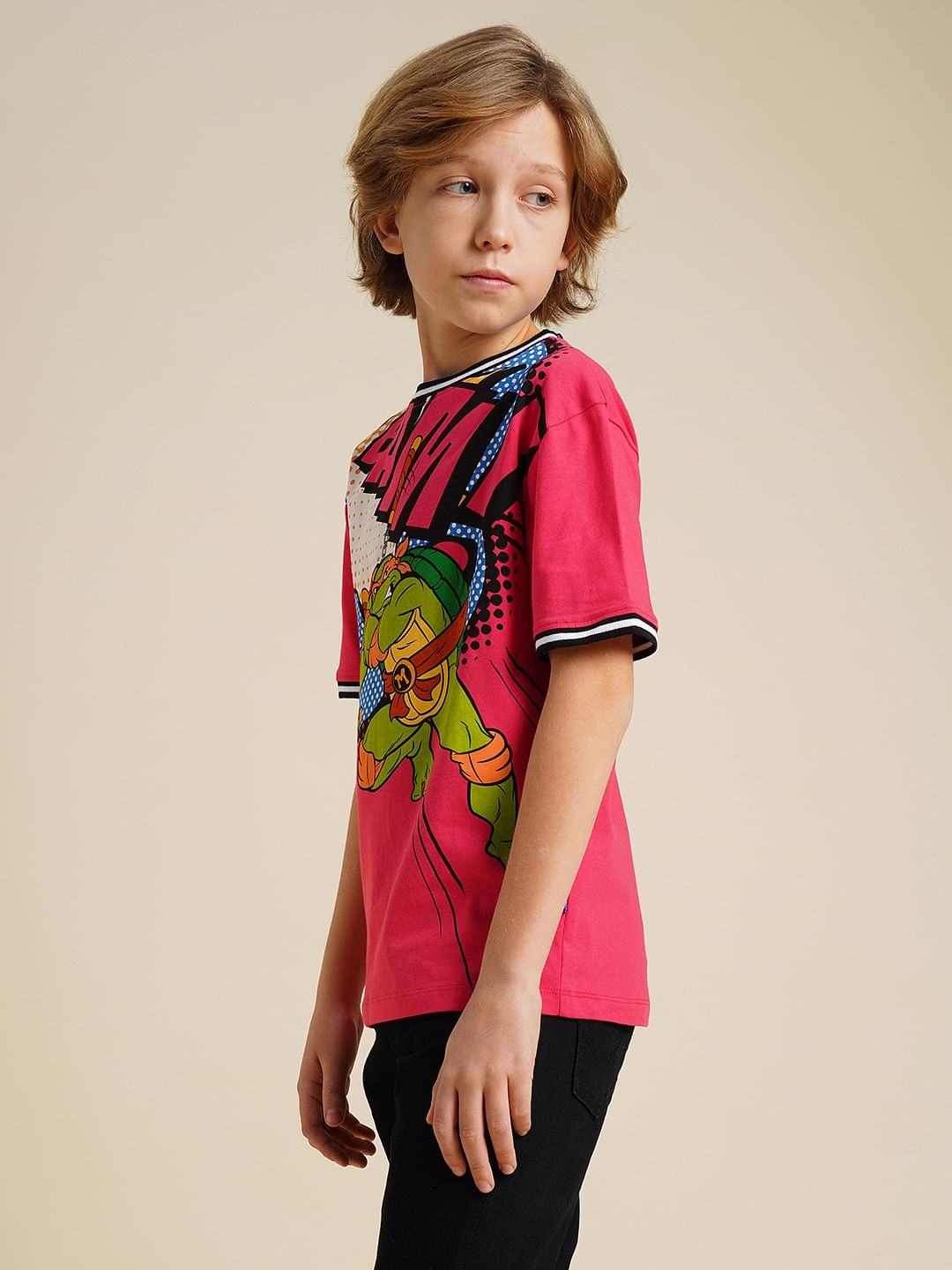 Boys Red Ninja Turtles Print T-shirt