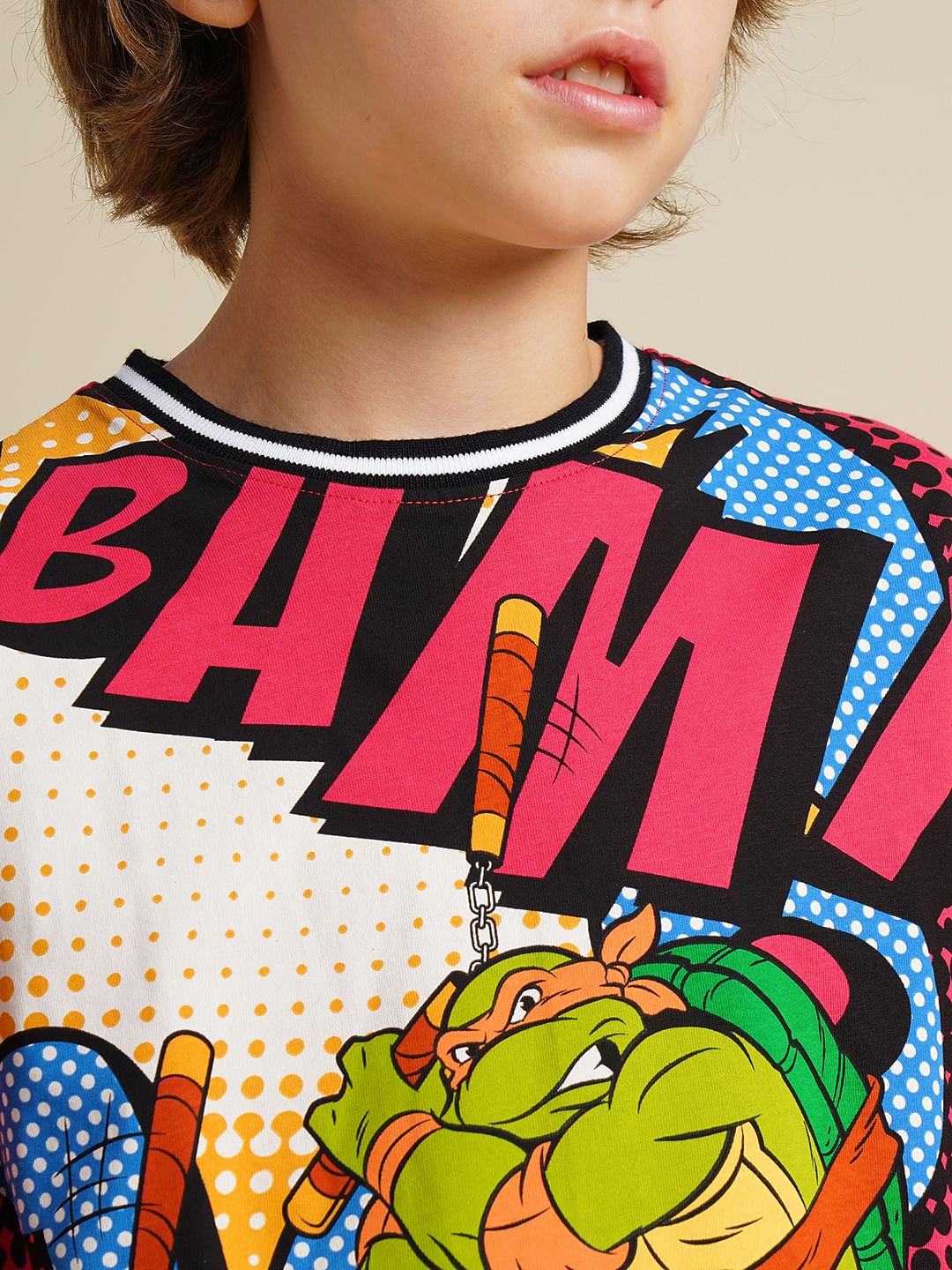 Boys Red Ninja Turtles Print T-shirt