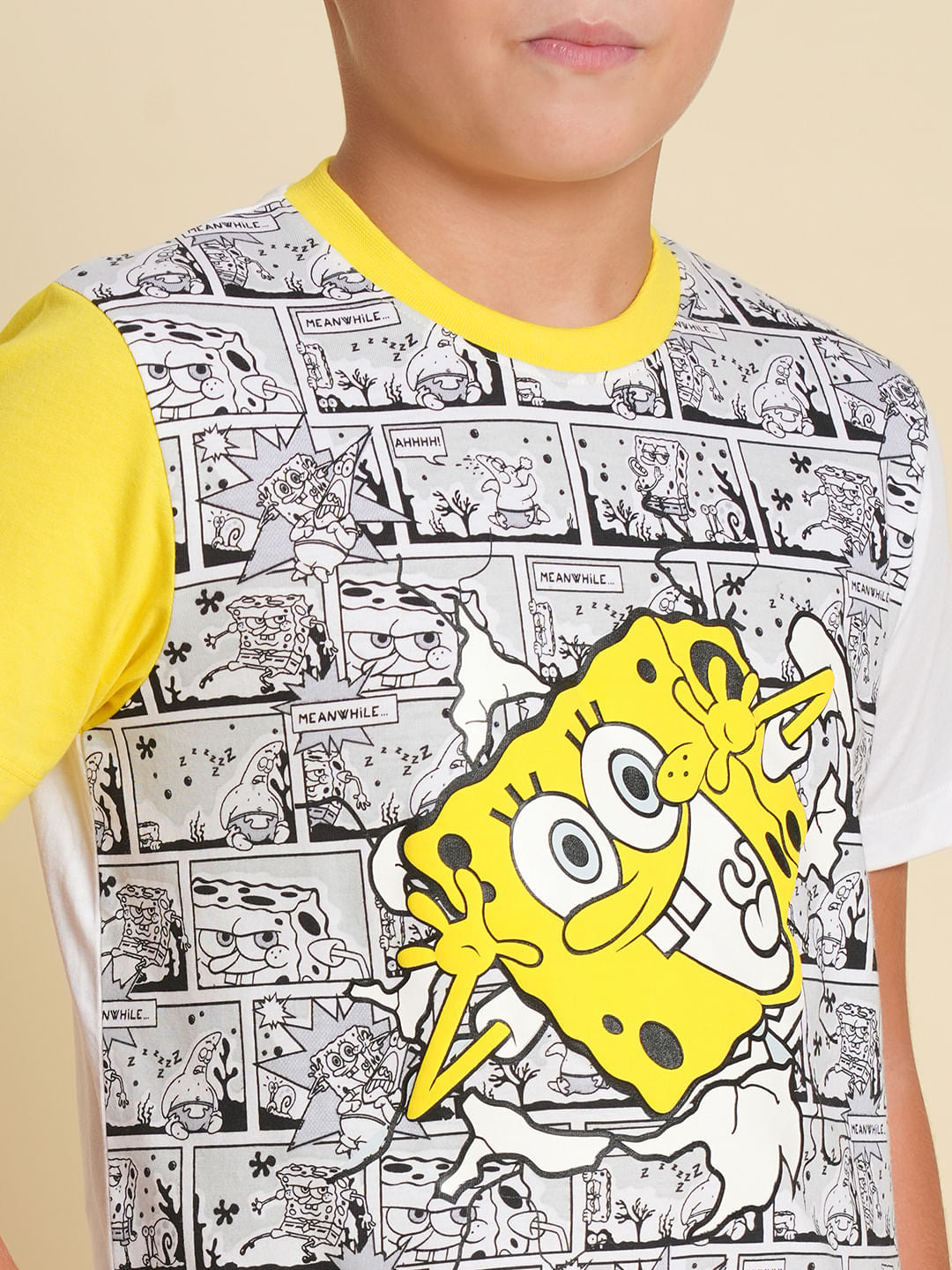 Boys Yellow SpongeBob Print Co-ord Set T-shirt
