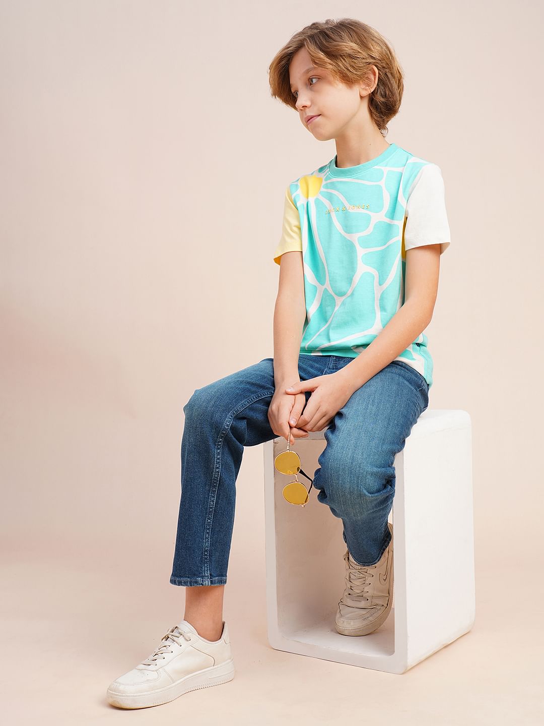 Boys Blue Graphic Print Cotton T-shirt