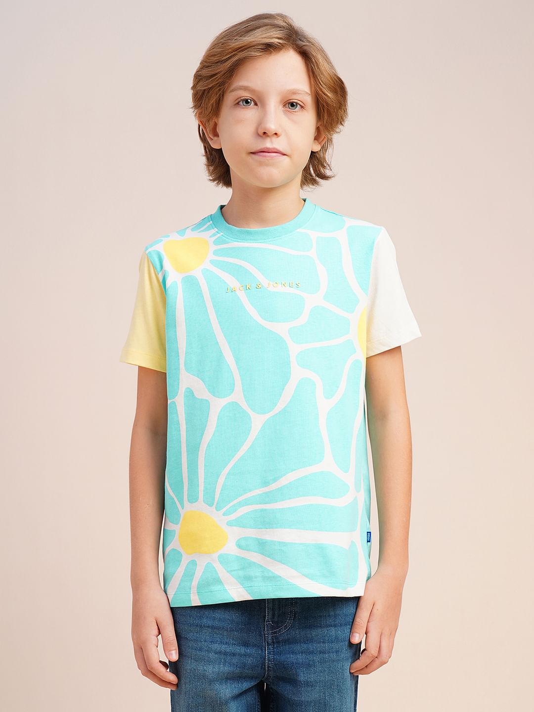 Boys Blue Graphic Print Cotton T-shirt