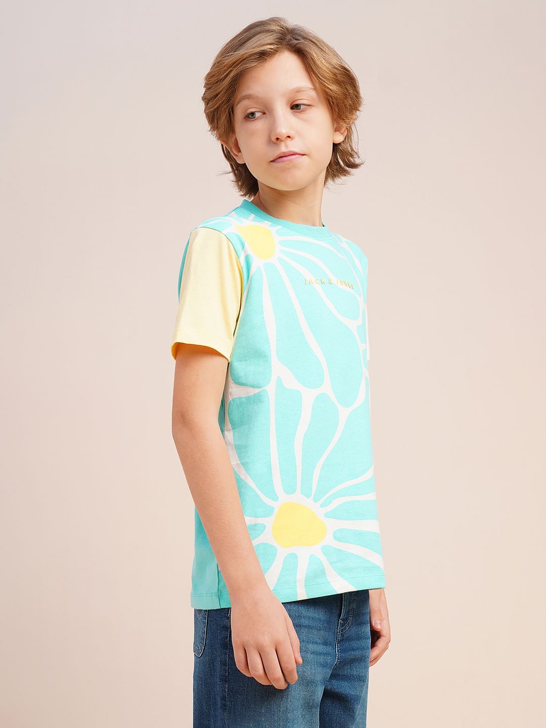Boys Blue Graphic Print Cotton T-shirt