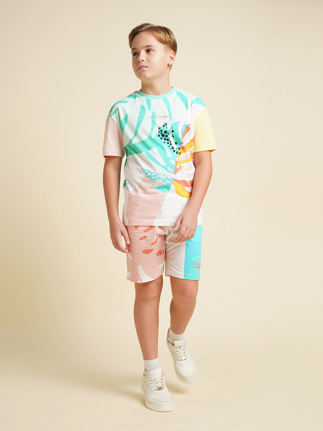 JACK&JONES JUNIOR Boys Blue Printed Co-ord Set T-shirt