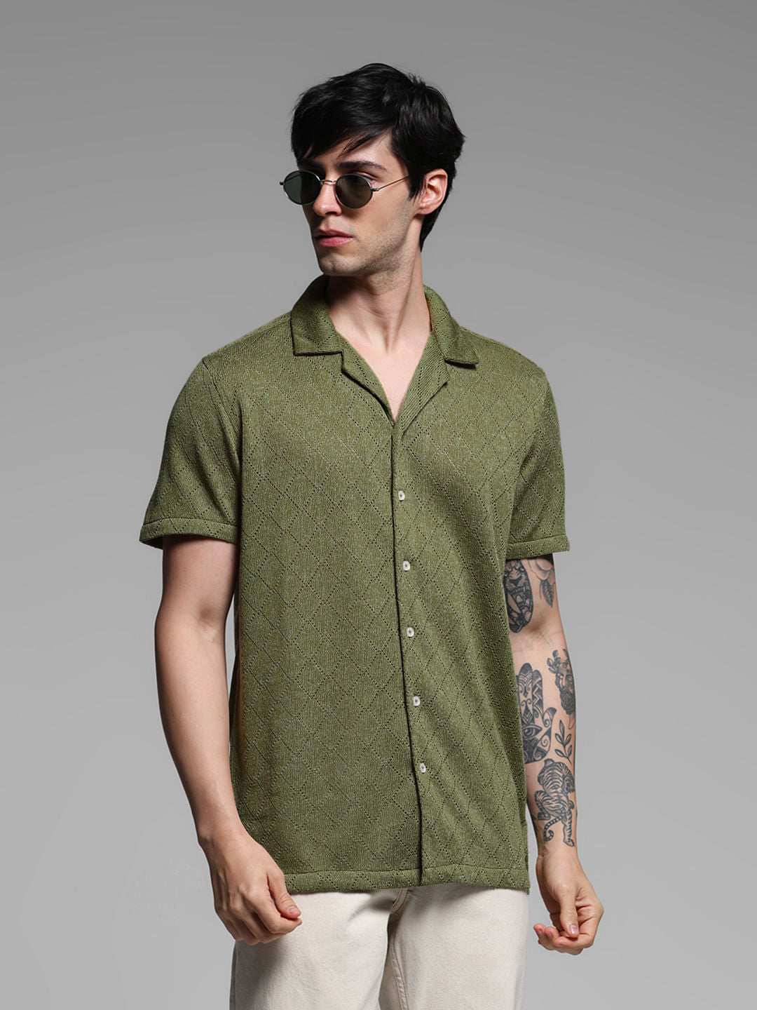 Green Resort Collar Shirt