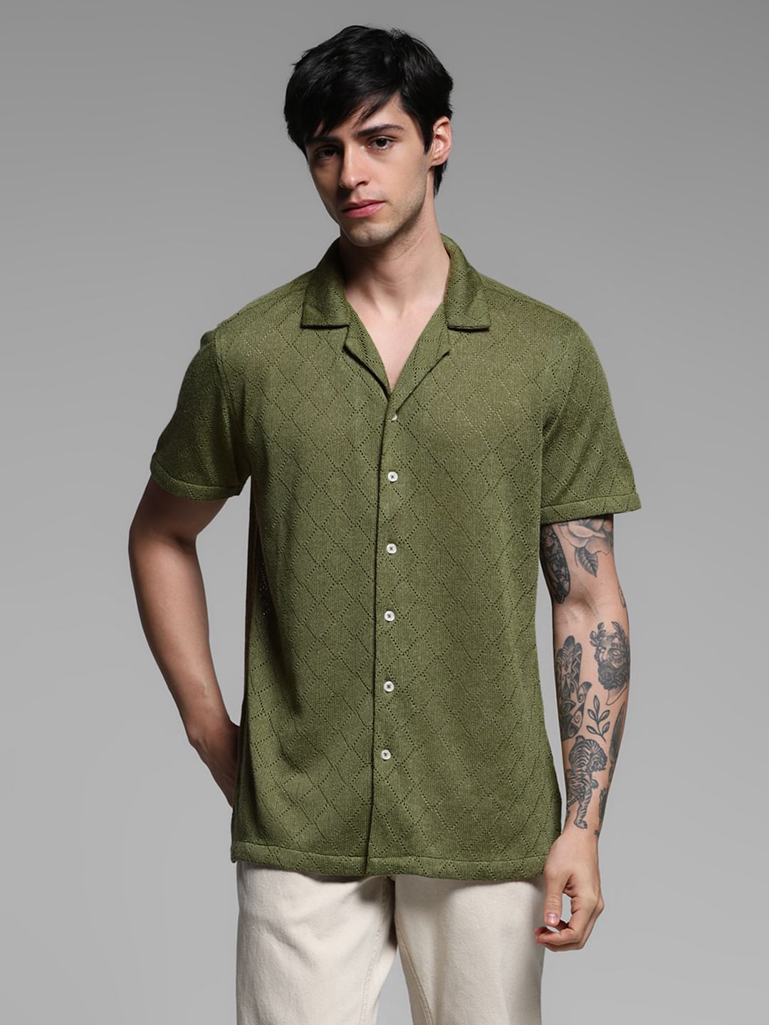 Green Resort Collar Shirt