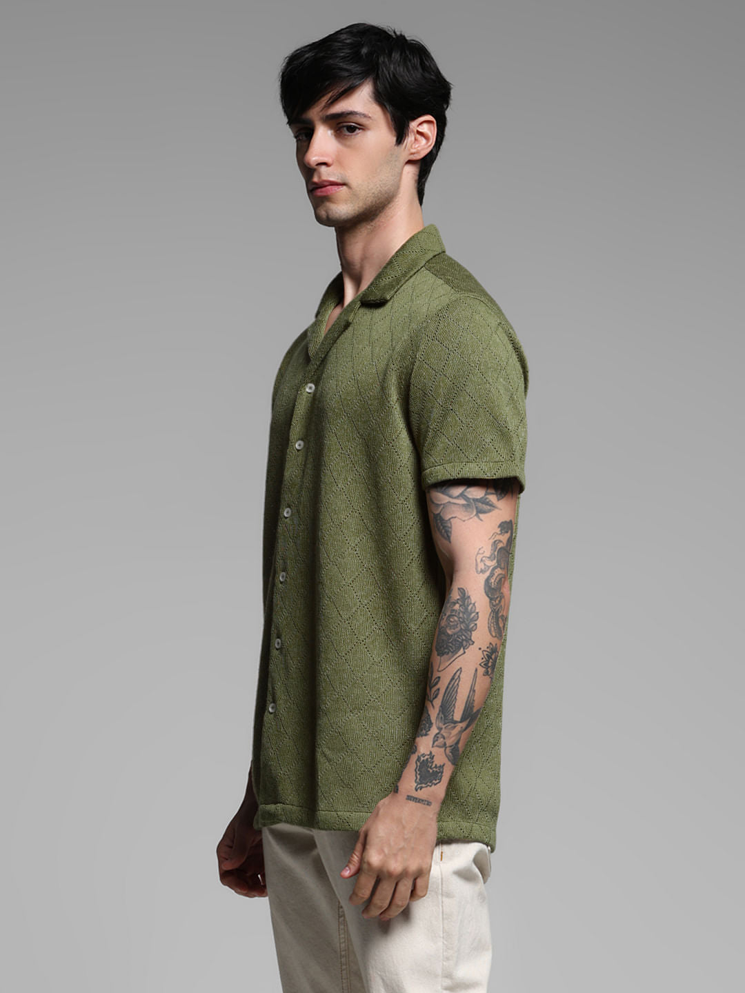 Green Resort Collar Shirt