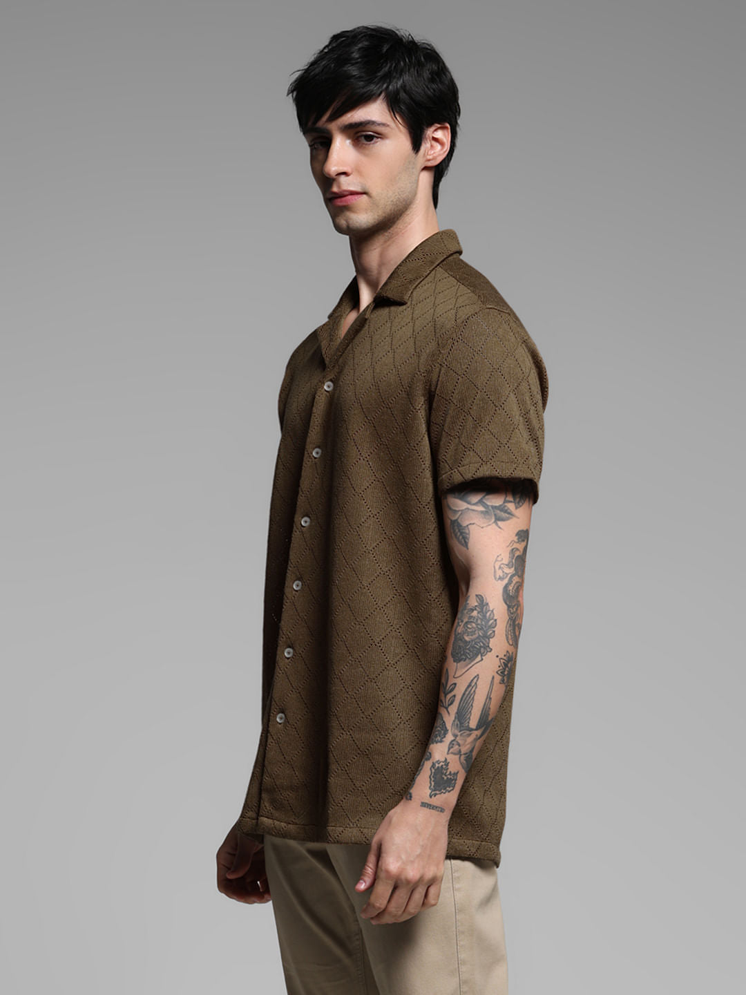 Dark Brown Resort Collar Shirt
