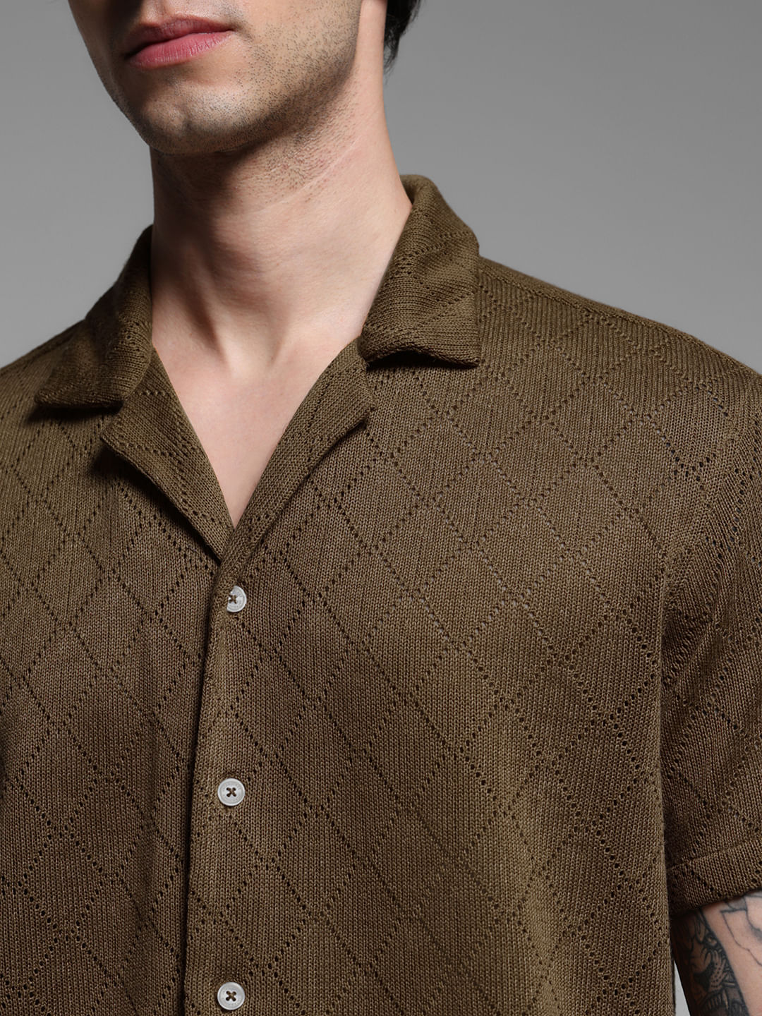 Dark Brown Resort Collar Shirt