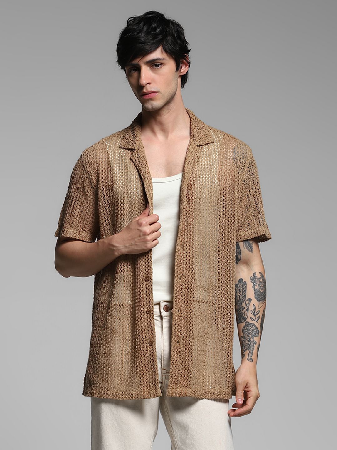 Brown Sheer Overshirt