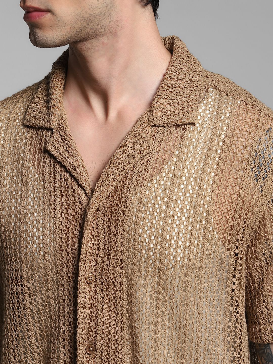 Brown Sheer Overshirt